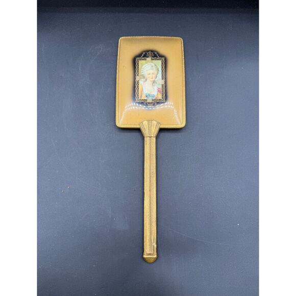 Antique Gold Tone Marie Antoinette Hand Mirror - great condition - Picture 2 of 8